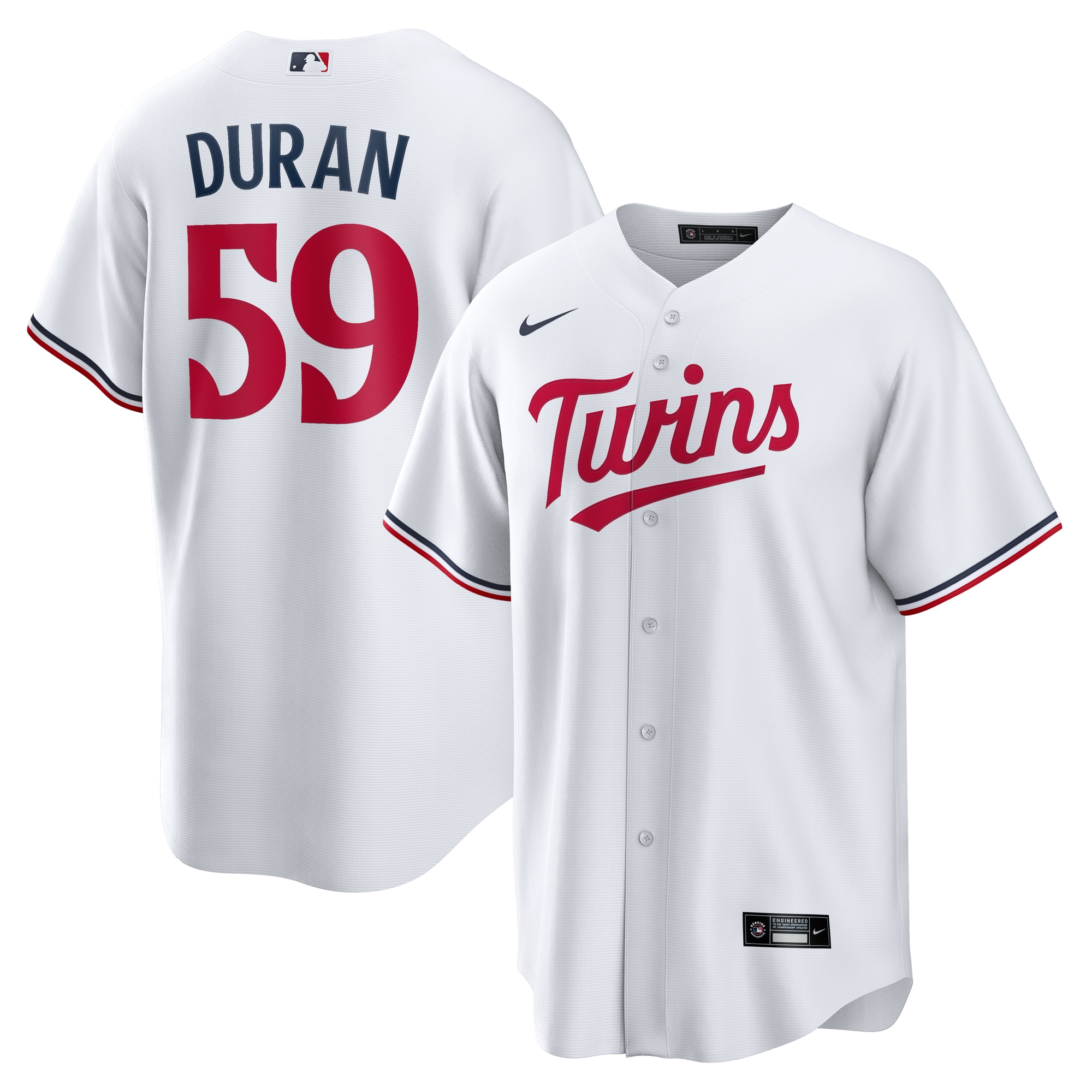 Minnesota Twins Jerseys Shop - mens minnesota twins jhoan duran nike white home replica jersey Collection | Twins Fan Essentials