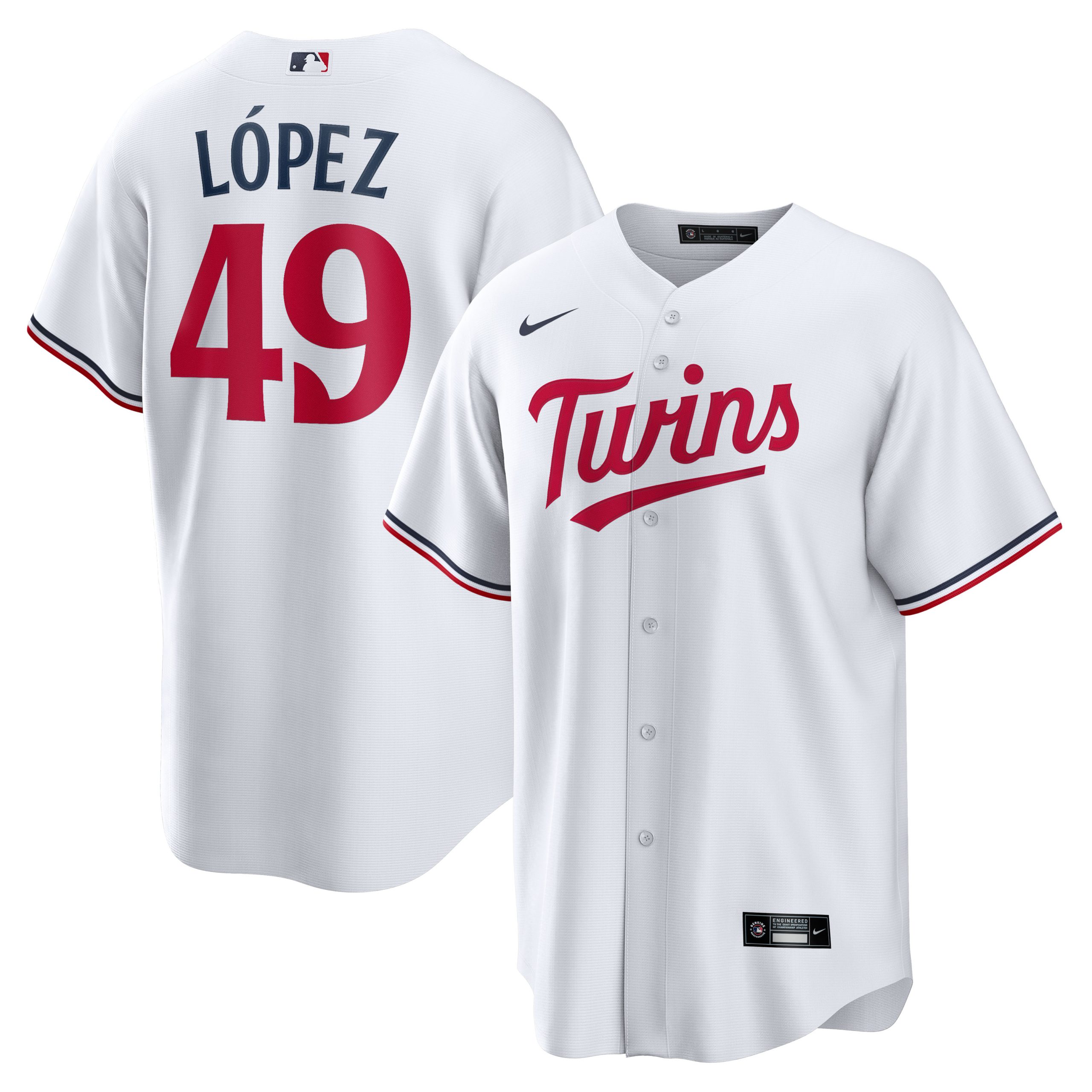 Minnesota Twins Jerseys Shop - mens minnesota twins pablo lópez nike white home replica player jersey Collection | Twins Fan Essentials